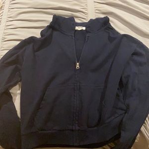 Dark blue cropped zip up hoodie from Garage